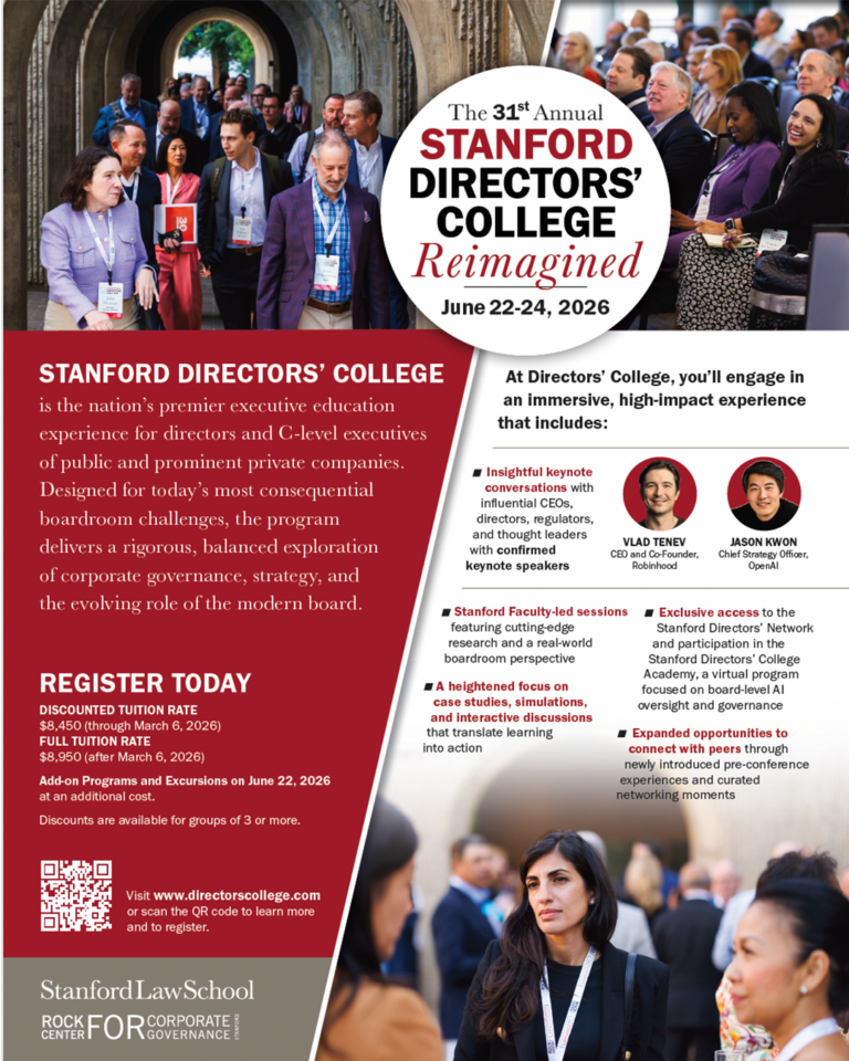 Home - 31st Annual Stanford Directors' College