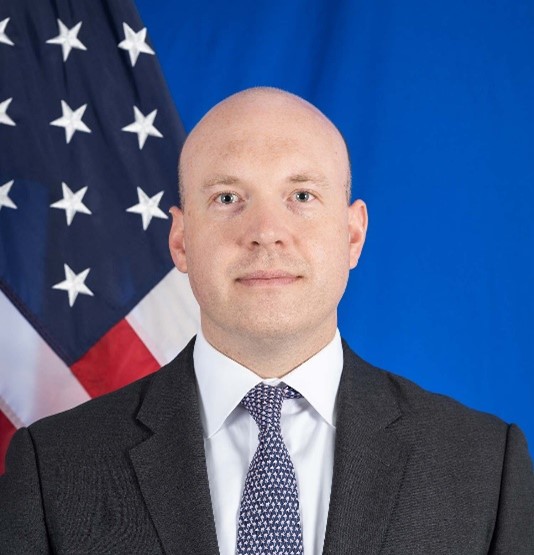 Image of Abram Paley, with american flag